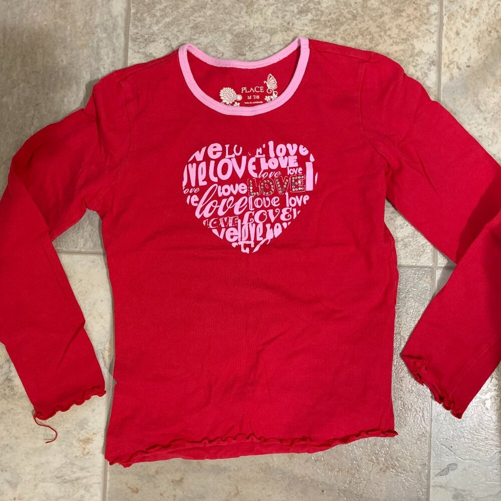 kids size 7 long sleeve love shirt